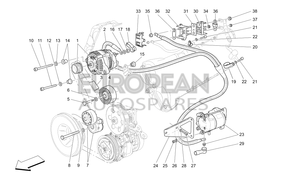200405-Maserati ALTERNATOR TO STARTER MOTOR CONNECTING CABLE