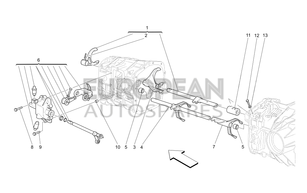 185708-Maserati 1ST, 2ND AND REVERSE GEAR SELECTOR ROD ASSEMBLY