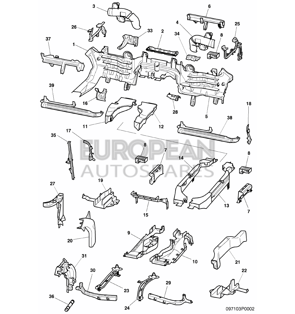 3W5971611B-Bentley AIR GUIDE CHANNEL        