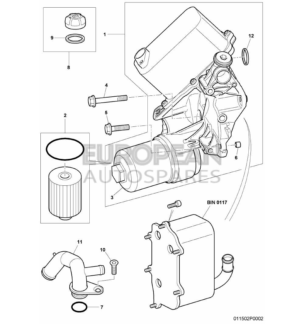 07C115433F-Bentley COVER FOR OIL FILTER     