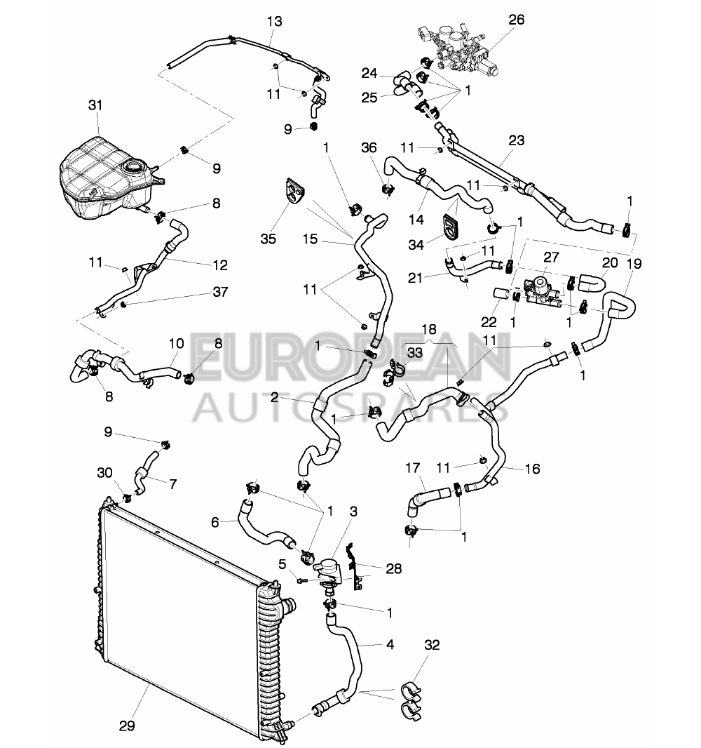 3W0121064N-Bentley COOLANT PIPE WITH COOLANT