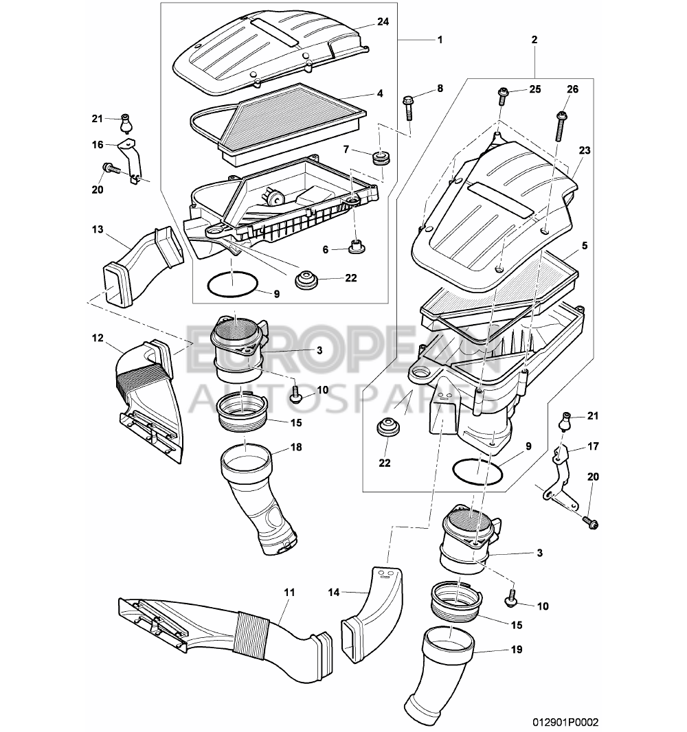 3W0129607F-Bentley AIR FILTER WITH CONNECTIN