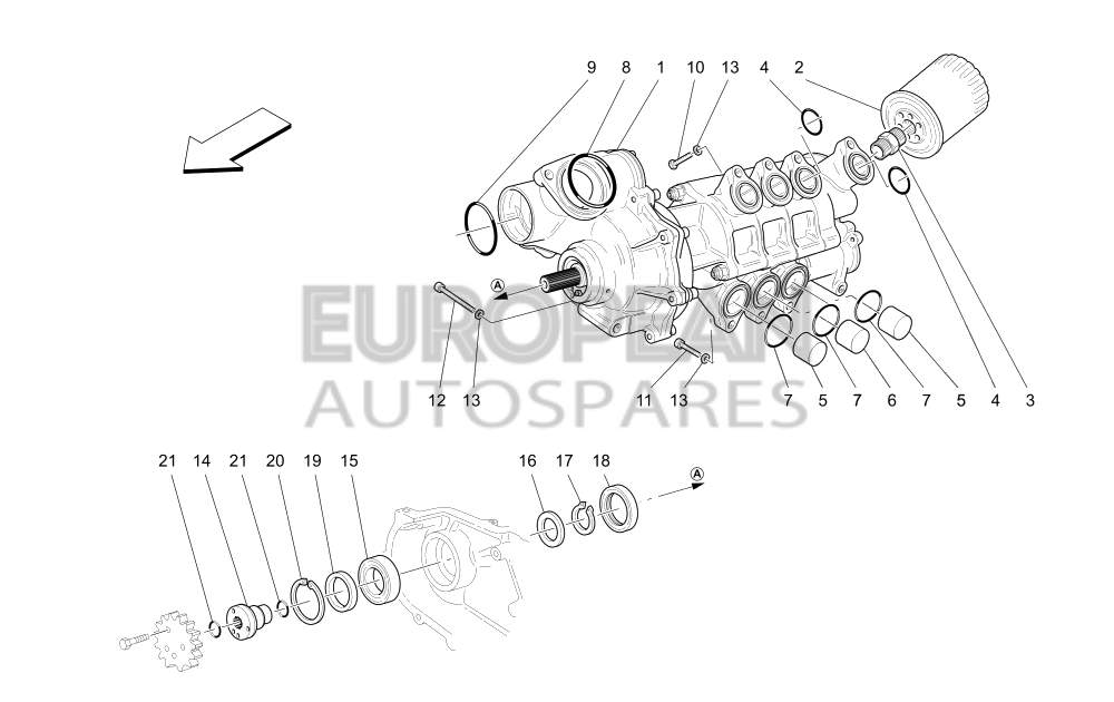 202976-Maserati COMPLETE WATER AND OIL PUMP 