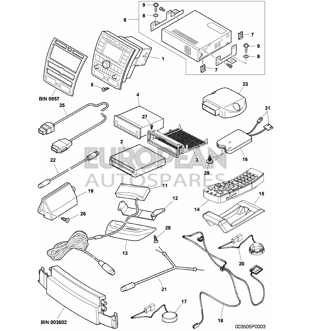 3W0971965-Bentley harness for telepass-cardsystem electrical parts for road toll system