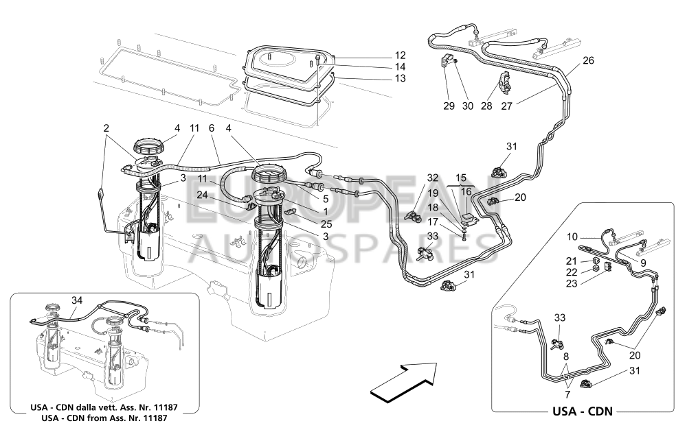206586-Maserati R.H. FUEL DELIVERY PIPE TO FLEXIBLE
