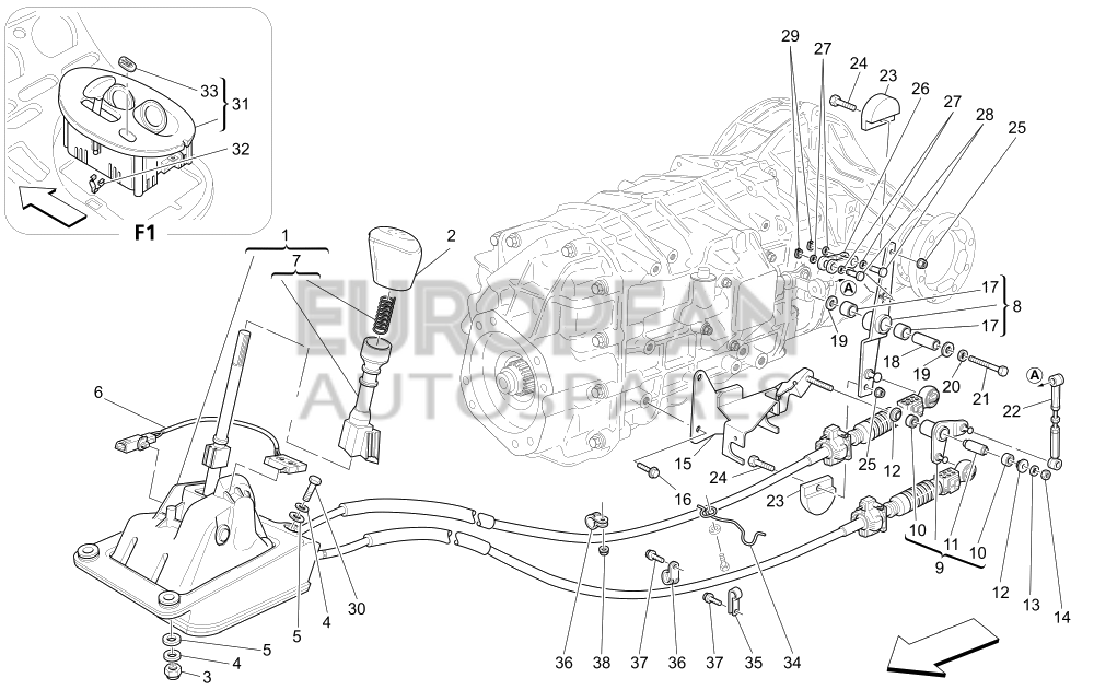 185807-Maserati COMPLETE GEAR COUPLING CABLE