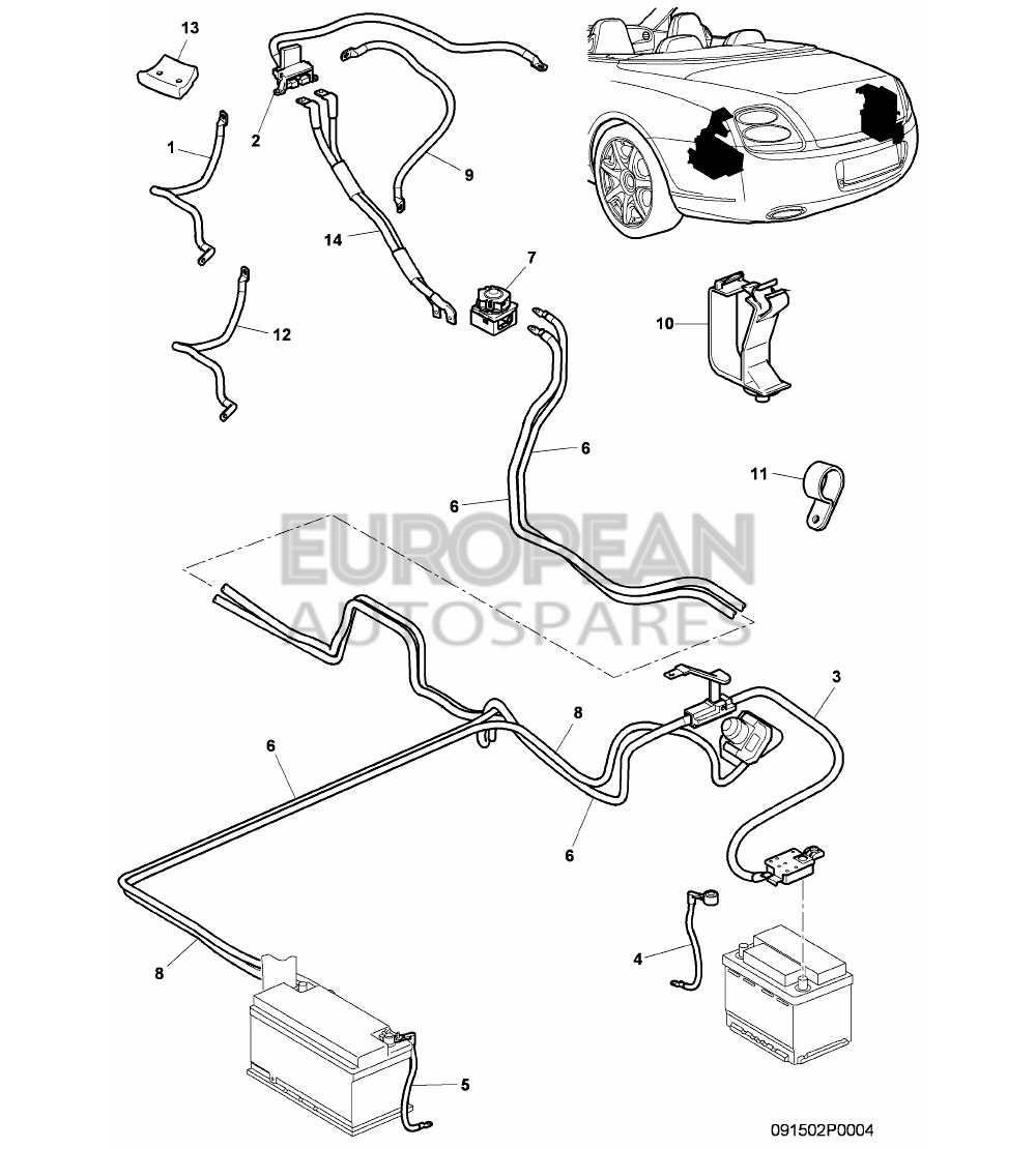 3W7971109A-Bentley WIRING SET FOR BATTERY + 