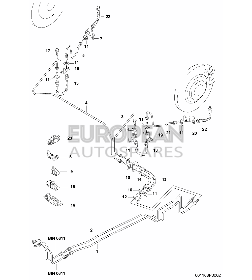 3W0611845-Bentley RETAINER FOR BRAKE PIPE  