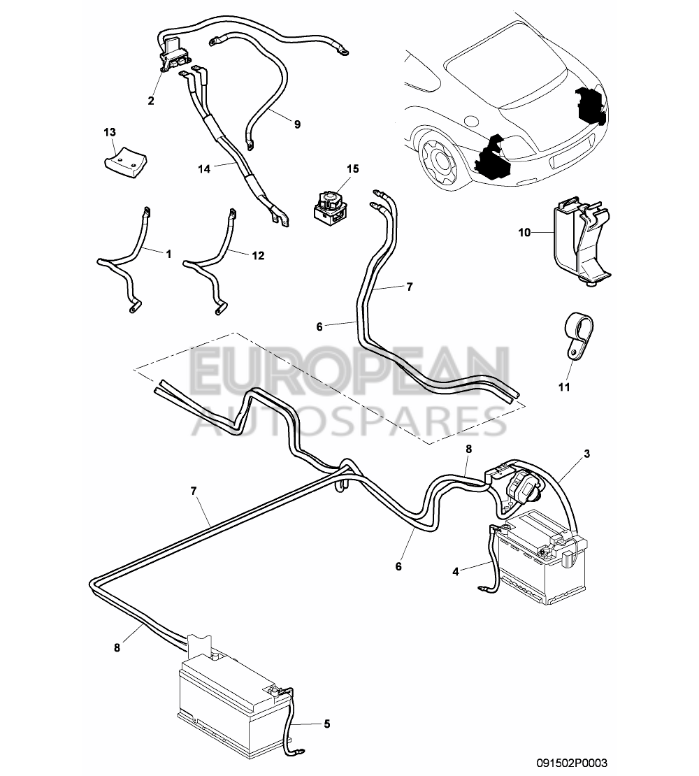 3W8971225-Bentley WIRING SET FOR BATTERY + 
