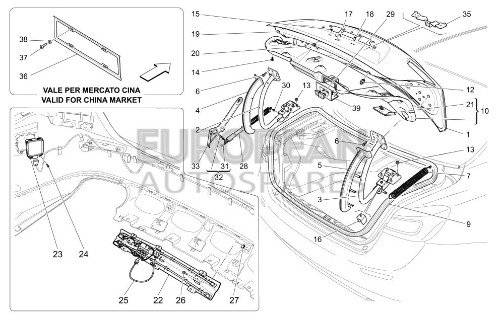 670049319-Maserati CONTROL PANEL REAR BONNET CLOSURE - POWER LIFTGATE WITH KICK SENSOR / BLACK