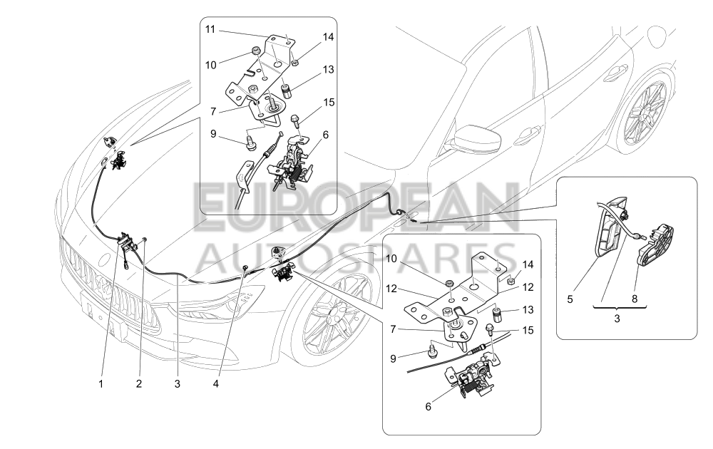 670007133-Maserati ENGINE BONNET OPENING CABLE 