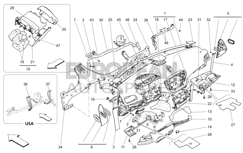 670019268-Maserati STEERING COLUMN BELLOWS - STOP & START ENGINE FUNCTION / BLACK