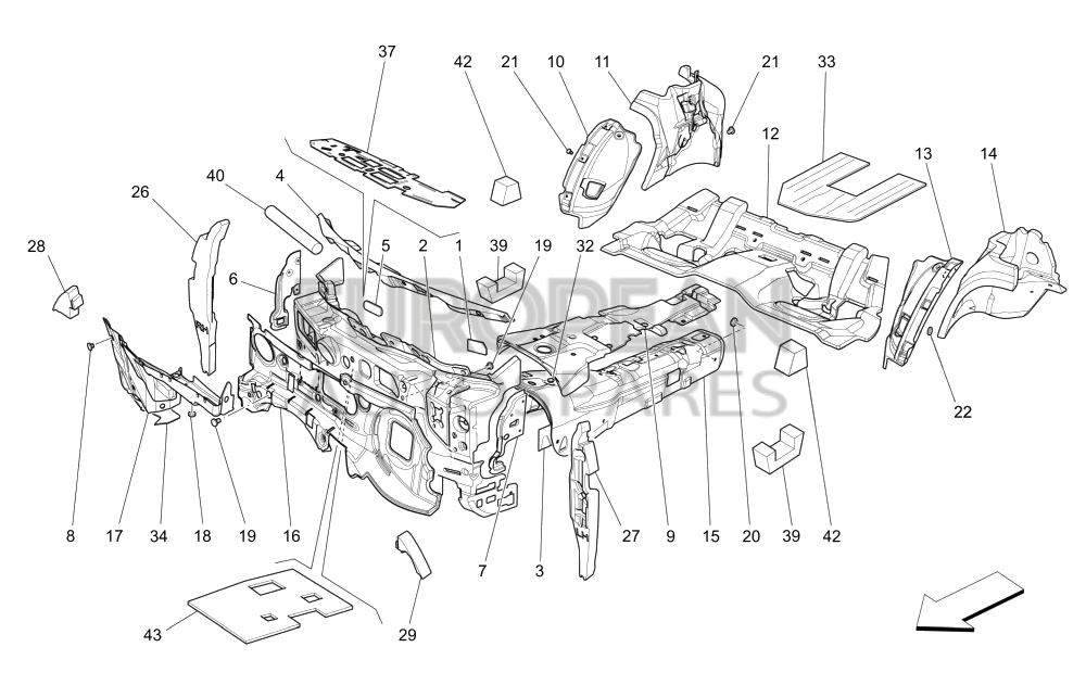 670037622-Maserati UPPER RH ENGINE COMPARTMENT INSULATION