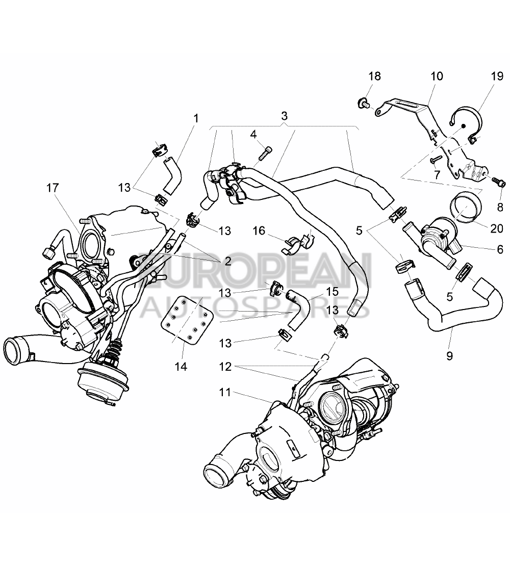 3W0122444J-Bentley COOLANT PIPE WITH COOLANT
