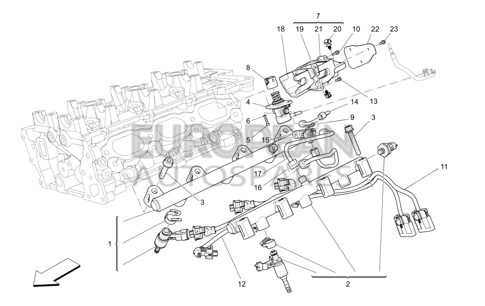 327914-Maserati LH FUEL PIPE WITH INJECTORS