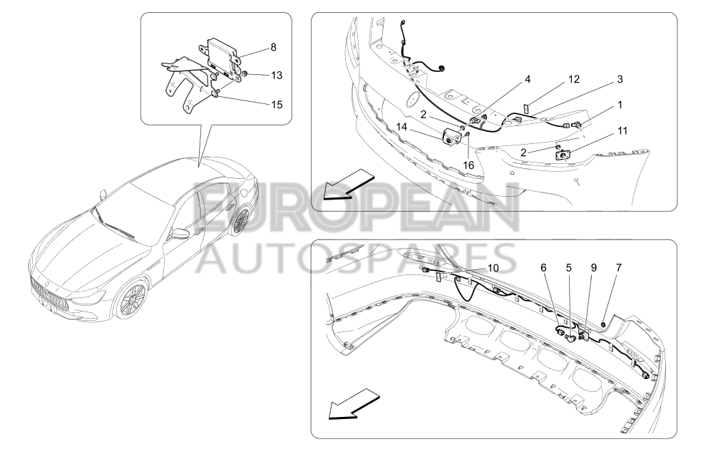 670035874-Maserati REAR BUMPER PARKING SENSOR BRIDLE - EURO 6 FRONT AND REAR PARKING SENSORS