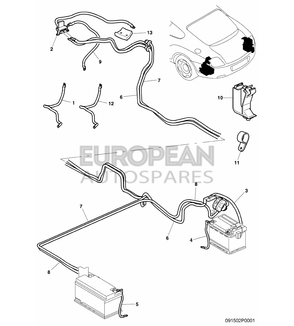 3W0971349S-Bentley WIRING SET FOR THREE-PHAS