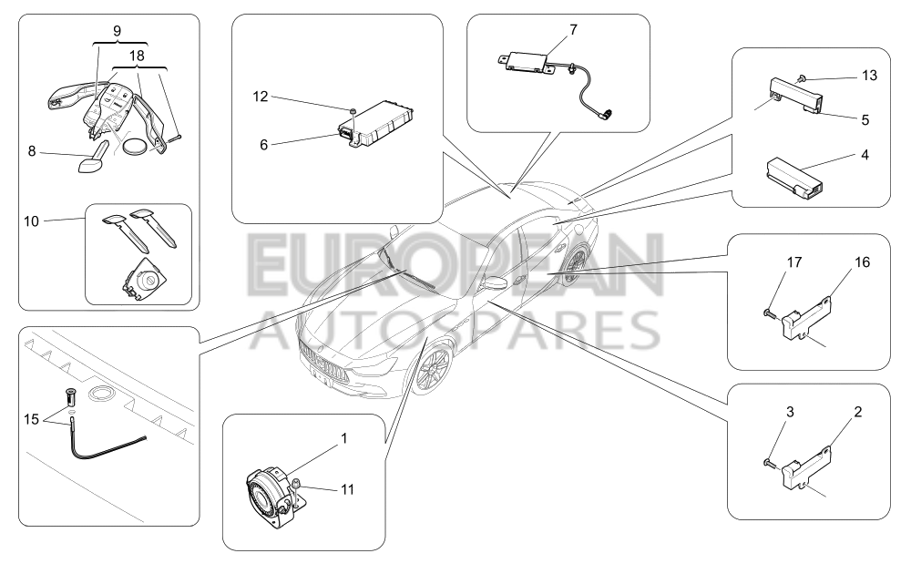 670101219-Maserati PASSIVE ENTRY ECU - KEY FOB WITH REMOTE START FUNCTION