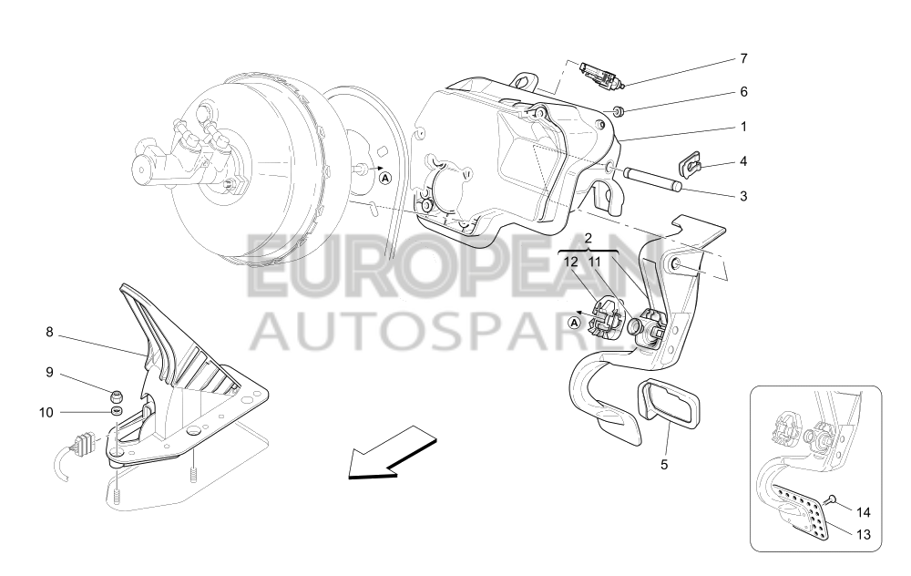 980139784-Maserati COMPLETE BRAKE PEDAL - Sport Pedal Board Unit / EU CN US CD JP ME