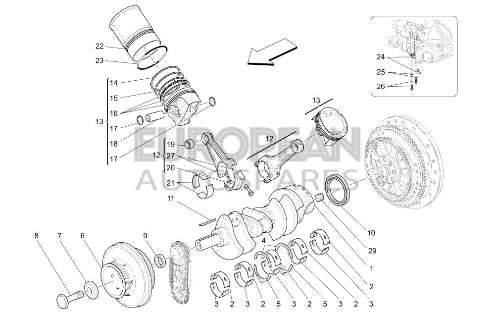 281167-Maserati CONNECTING ROD SHAFT AND CAP ASSEMBLY