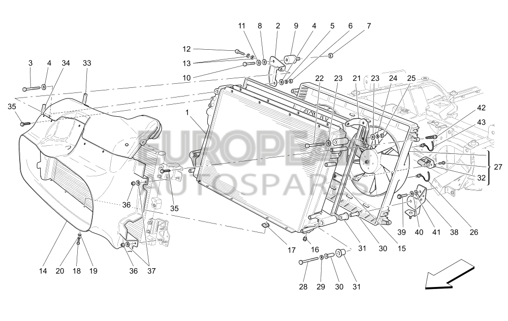 244165-Maserati LH BRACKET FOR UPPER FIXING WATER RADIATOR
