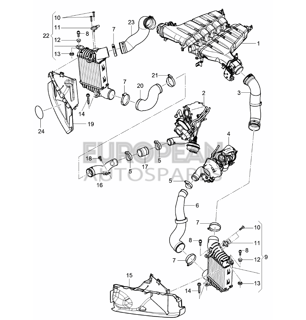 4W0121345G-Bentley AIR GUIDE FOR CHARGE AIR 