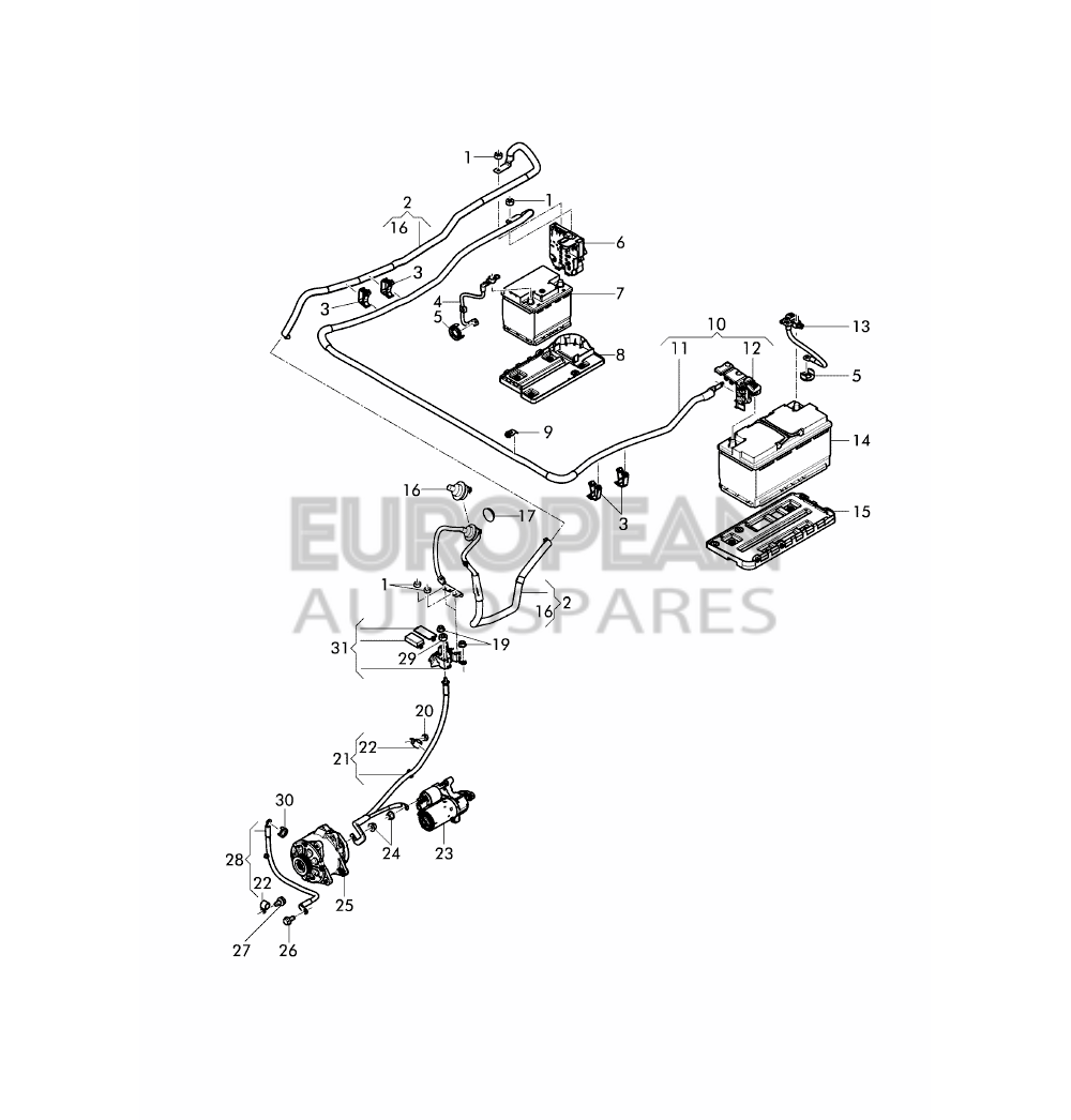 4W1971228-Bentley WIRING SET FOR BATTERY + 