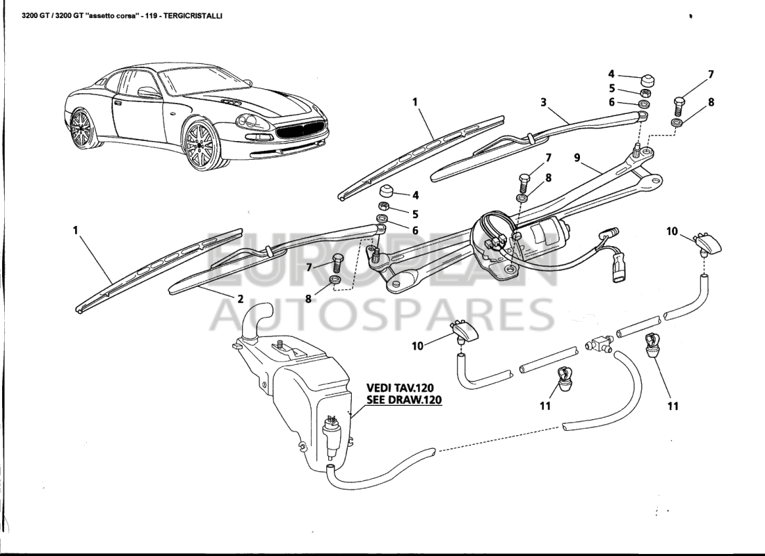 383300204-Maserati PASSENGER SIDE WIPER ARM