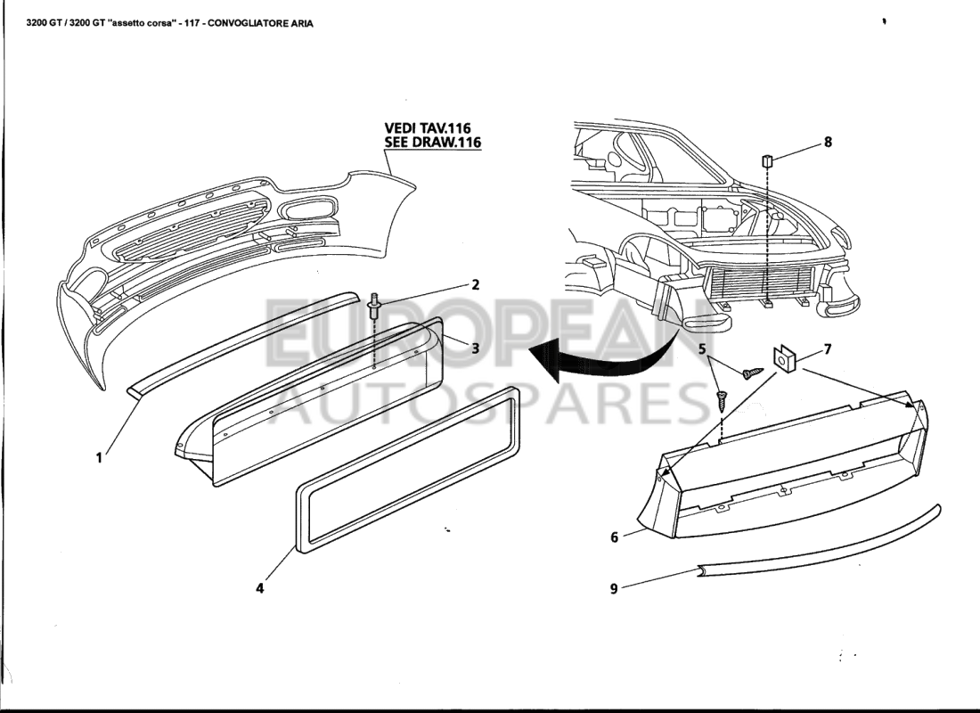386300111-Maserati LOWER CENTRE AIR DUCT