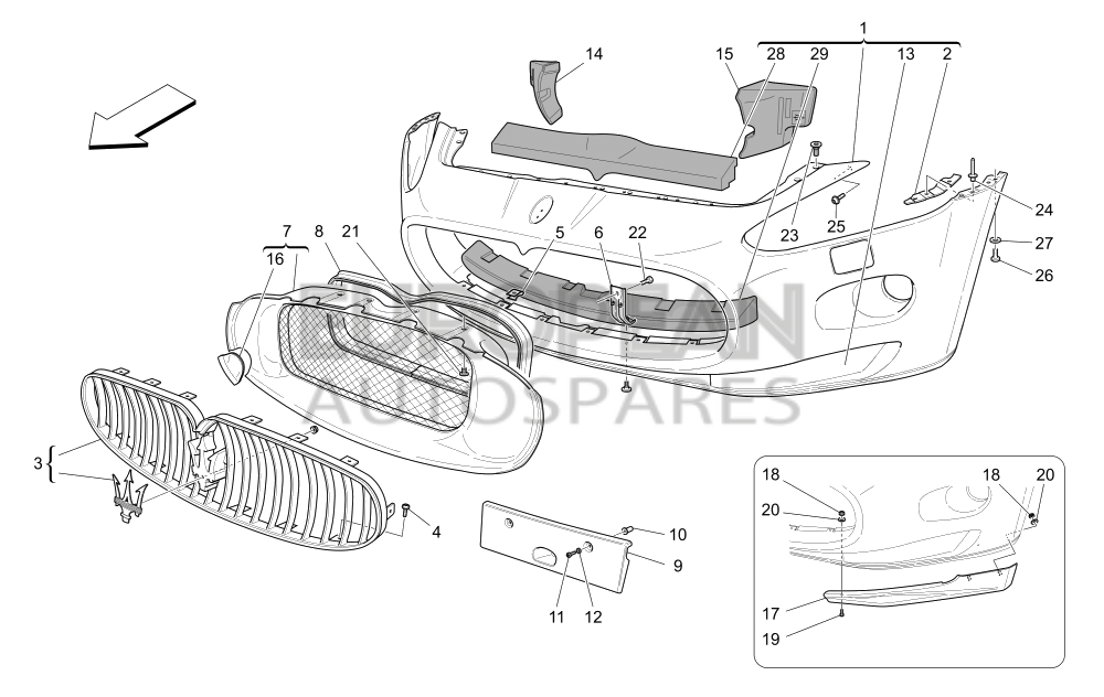 68250900-Maserati Front Grille Assembly 