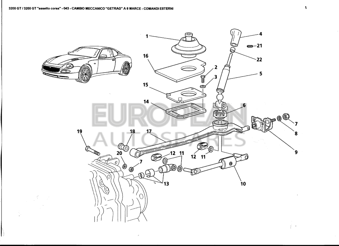 385201150-Maserati GEARSHIFT CONTROL ROD