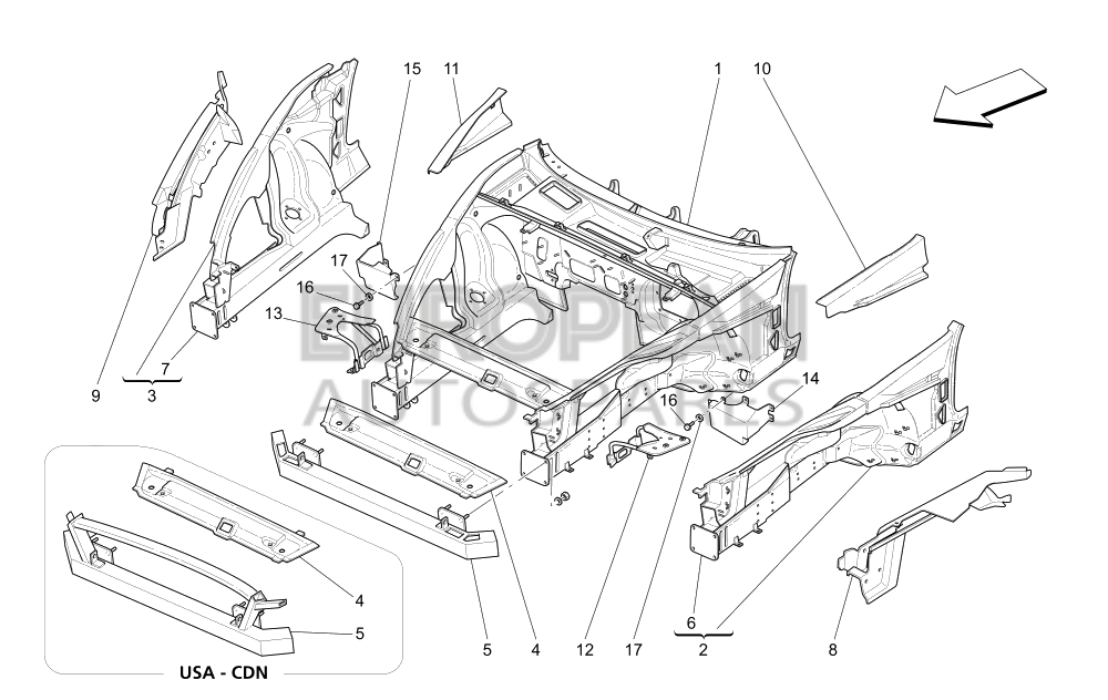 66305400-Maserati REAR LH BODY SIDE CONNECTION