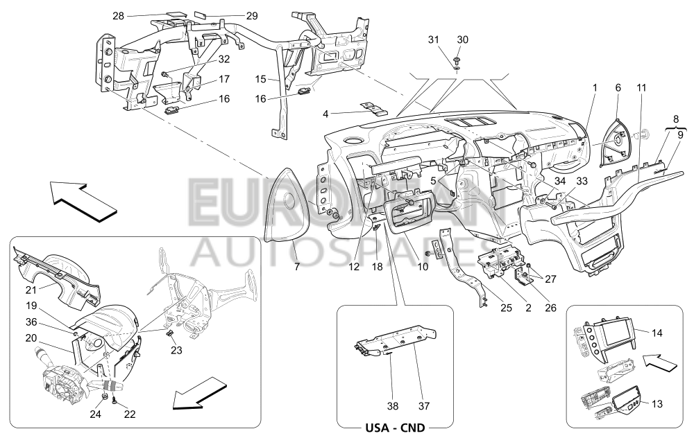 84868821-Maserati CENTRAL PLATE - Alcantara lining / EU US CD JP ME / 2