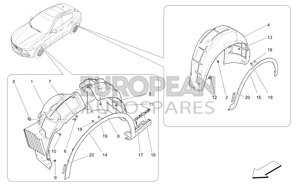 670089062-Maserati RH Rear Wheel Housing Arch Moulding - Sport Look Exterior Bumper