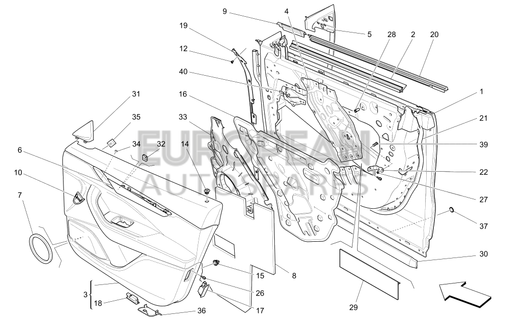 670101524-Maserati RH FRONT DOOR WATER GUARD