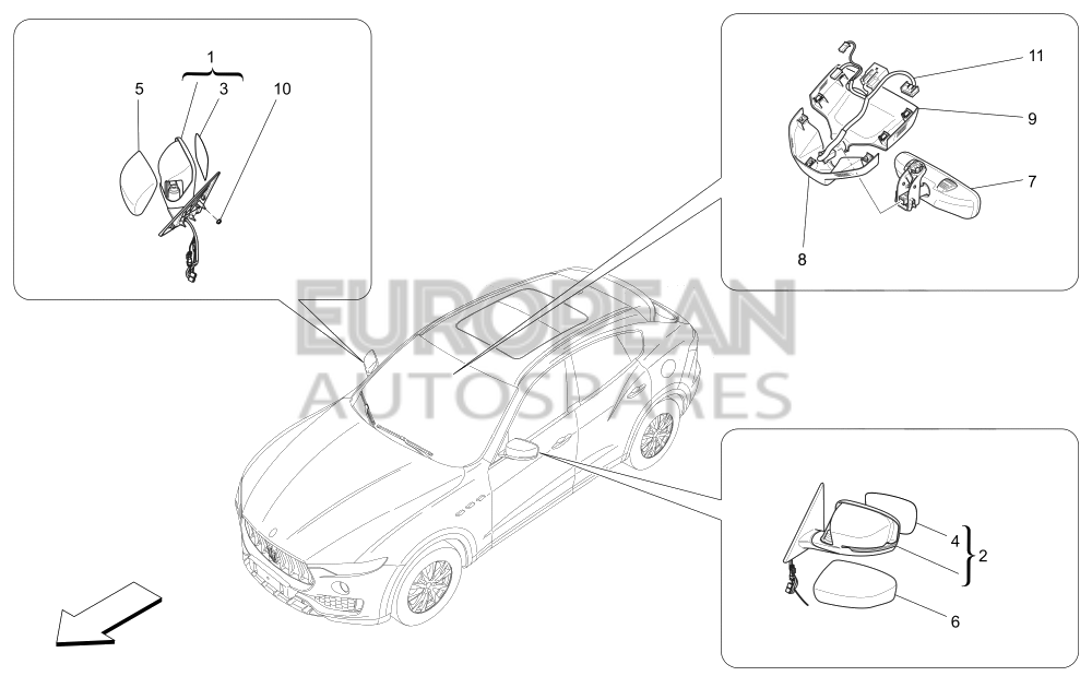 670047878-Maserati RH EXTERNAL REAR-VIEW MIRROR ASSEMBLY WITH AIR TEMPERATURE SENSOR - EU / BLACK