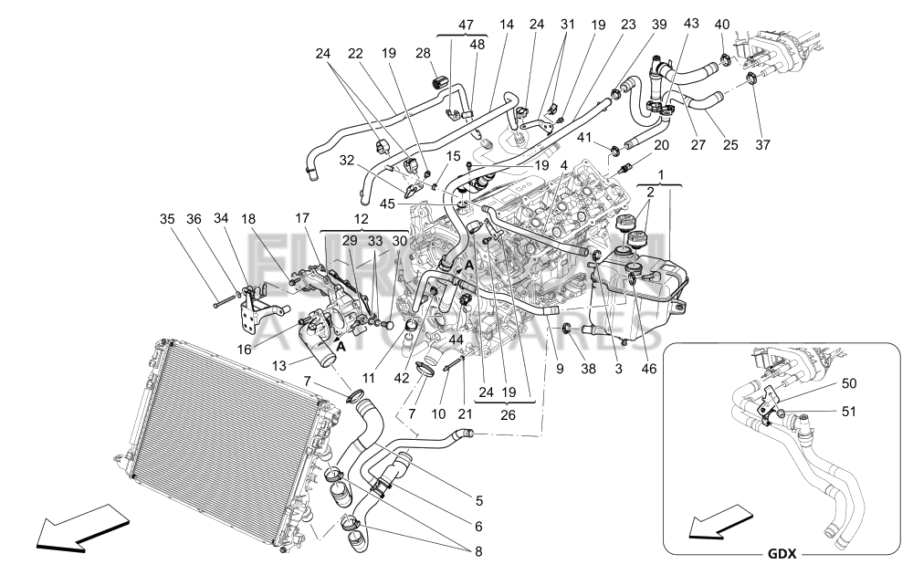 670031945-Maserati WATER DELIVERY SLEEVE TO HEATING SYS.