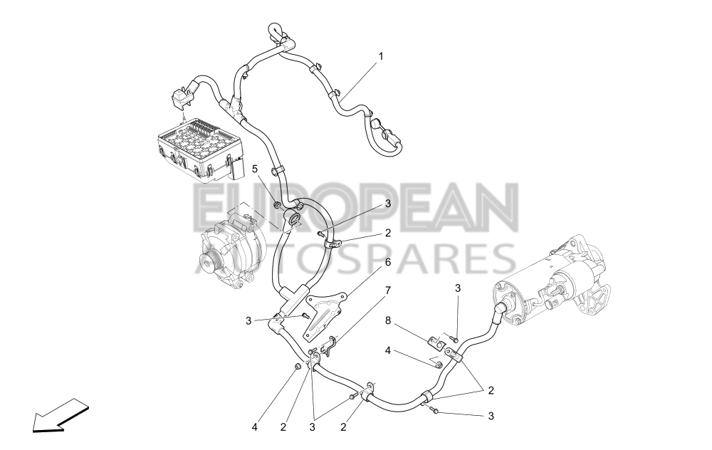 670037014-Maserati ALTERNATOR TO STARTER MOTOR CONNECTING CABLE