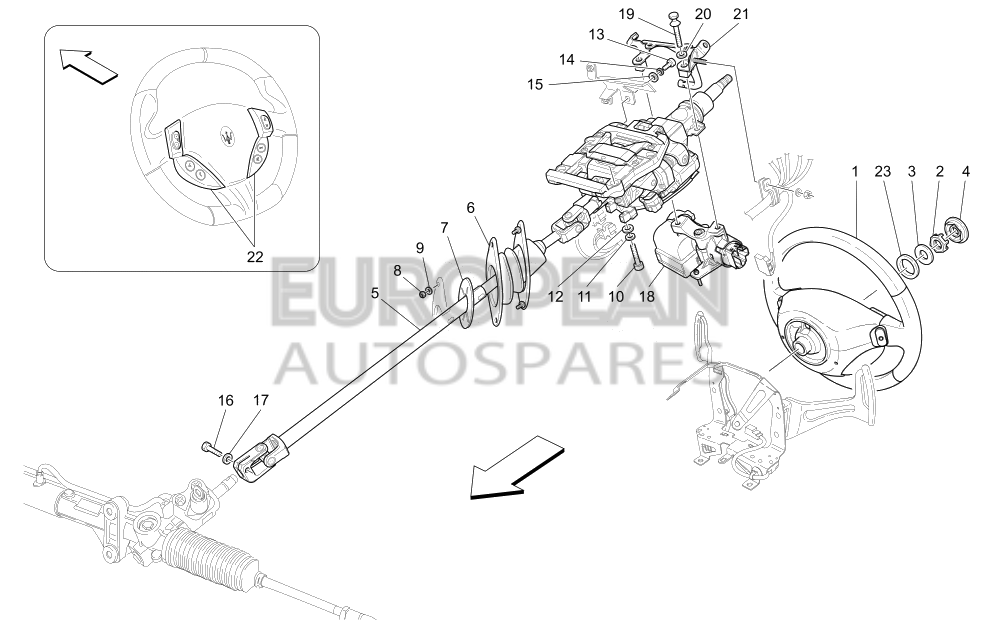 981338915-Maserati COMPLETE STEERING WHEEL - Mahogany wood moulding steering wheel / 1