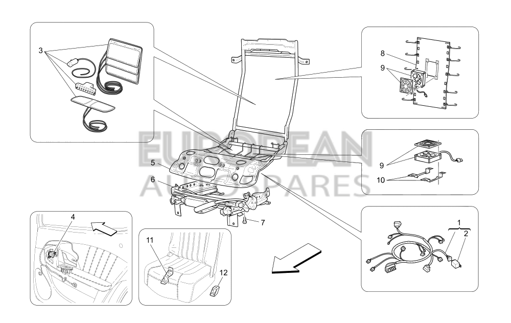 203492-Maserati LH REAR SEAT MOVEMENT CONTROL BUTTON