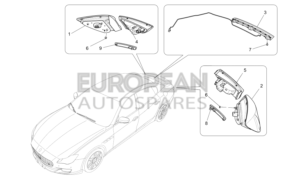 670001628-Maserati RH TAILLIGHT FIXED SIDE 