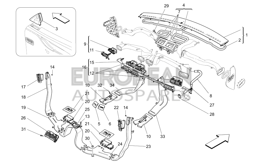 670013335-Maserati RH CENTRAL PILLAR AIR VENT ASS. - FOUR-ZONE AUTOMATIC CLIMA / BLACK