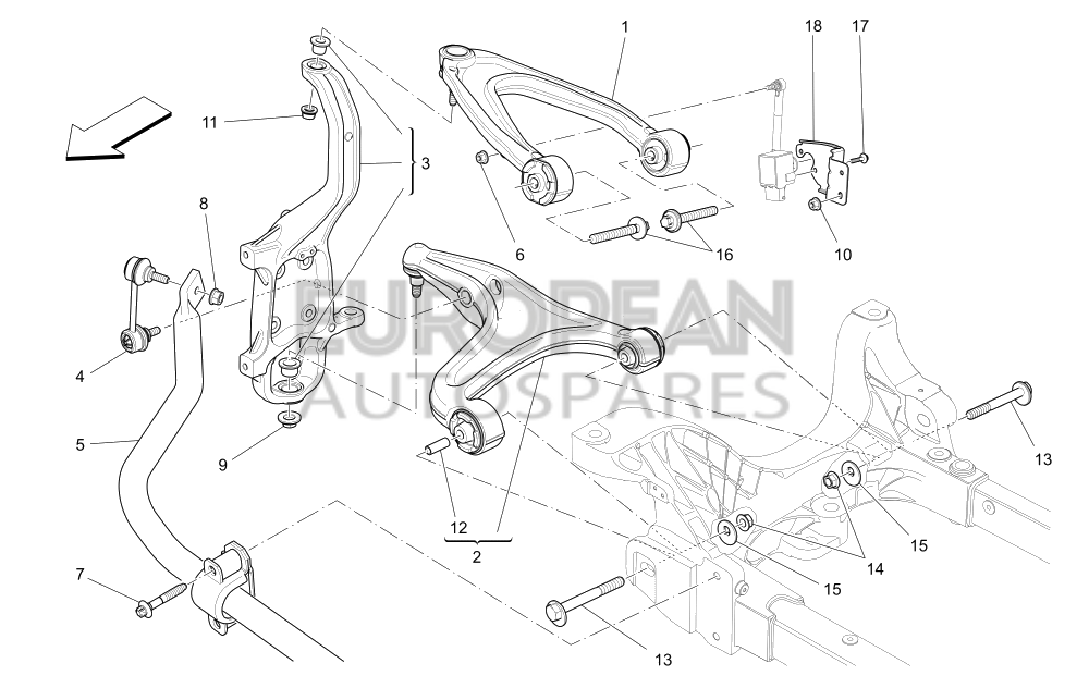 670107801-Maserati RH FRONT LOWER LEVER ASSEMBLY 