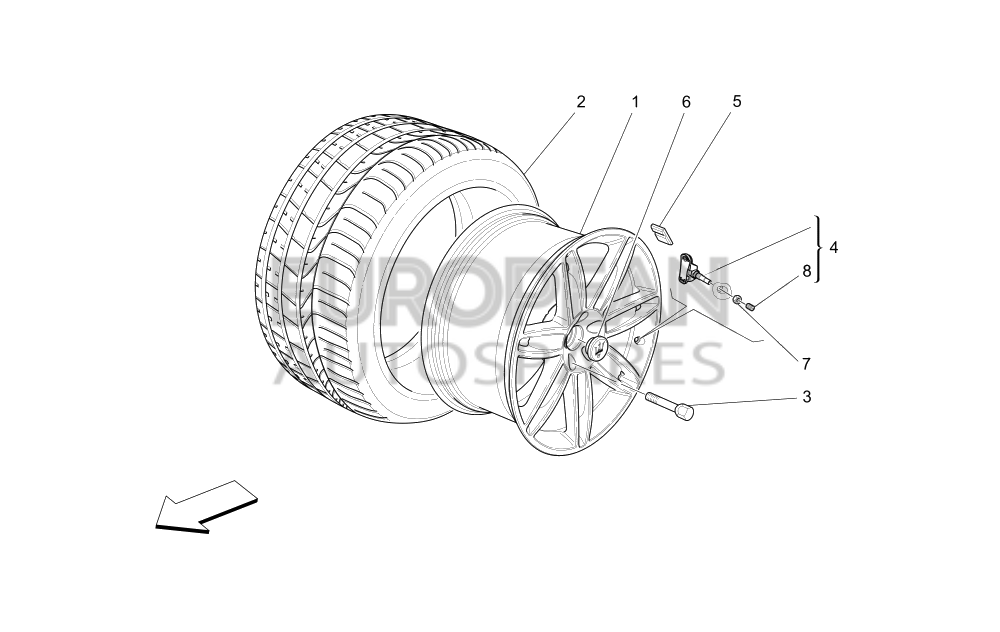 670015327-Maserati Wheel Rim Cup - 20" Crono Diamantato Alloy Wheel Rims Front:245/40 R20 - Rear:285/35 R20