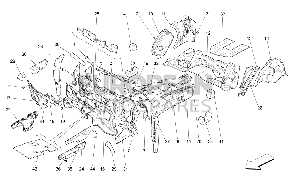 670104213-Maserati UPPER RH ENGINE COMPARTMENT INSULATION