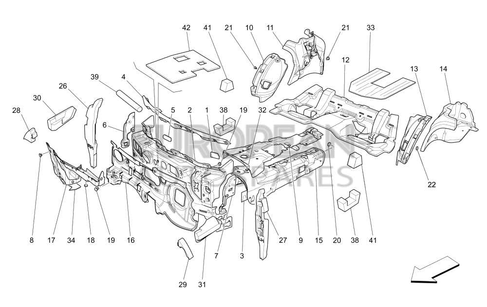 670104212-Maserati UPPER RH ENGINE COMPARTMENT INSULATION
