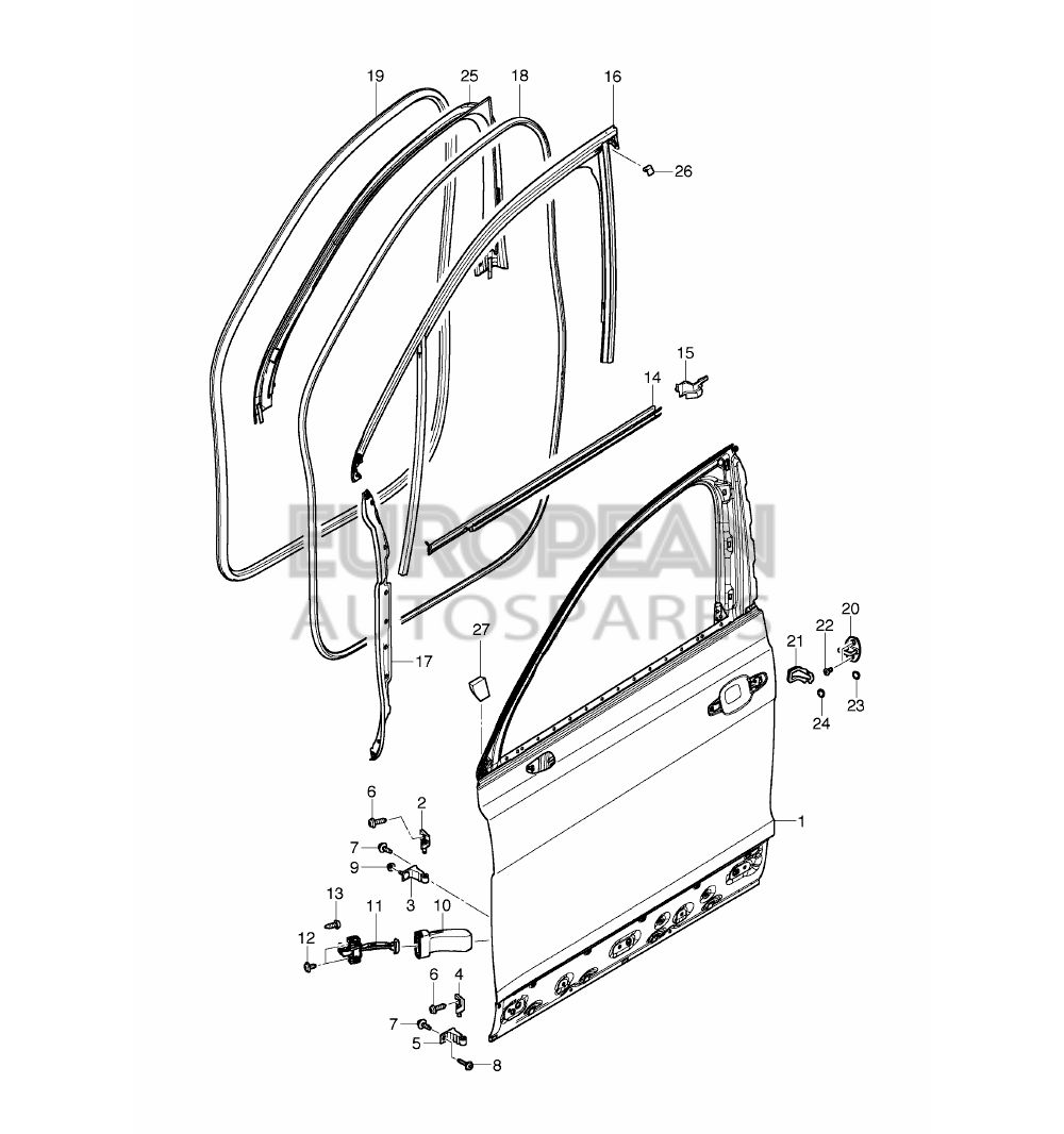 36A837431A-Bentley WINDOW GUIDE WITH WINDOW 