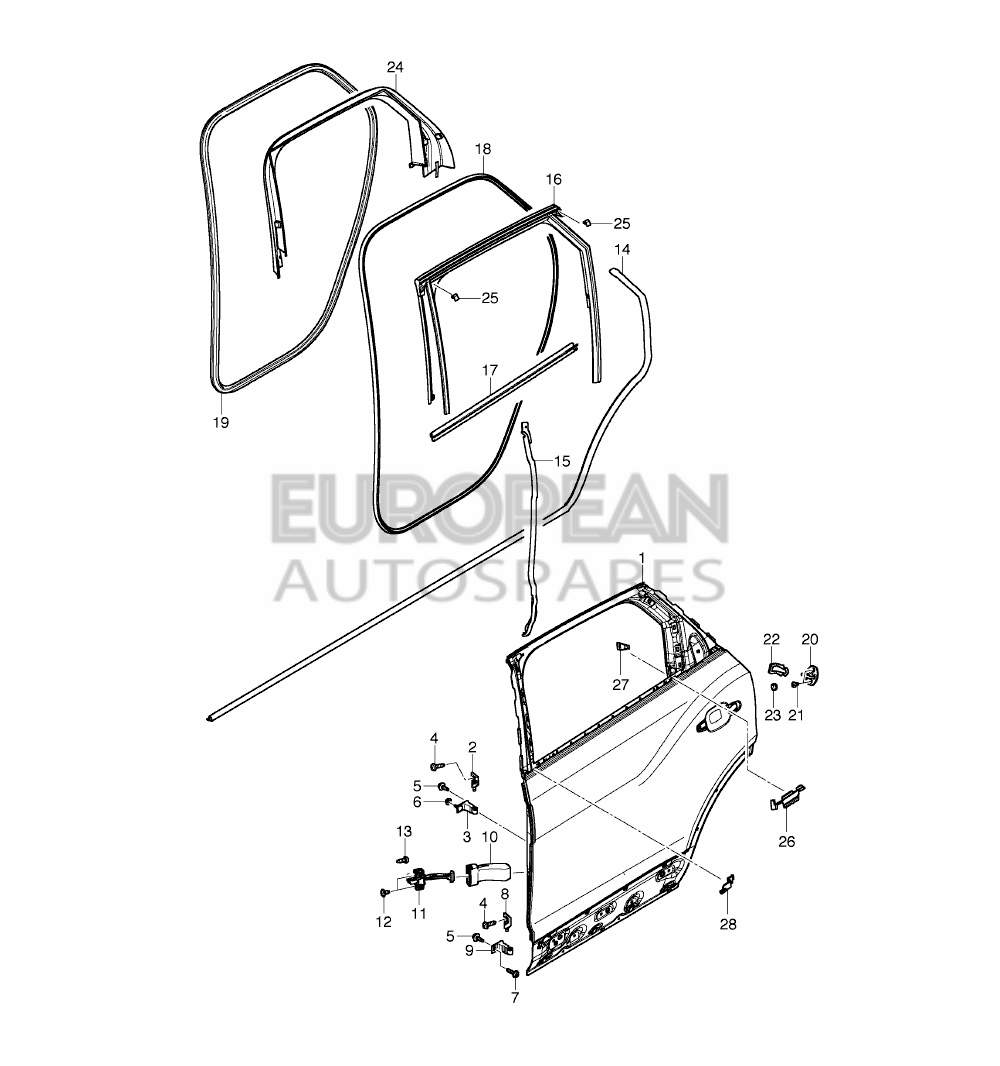 36A839431-Bentley WINDOW GUIDE WITH WINDOW 