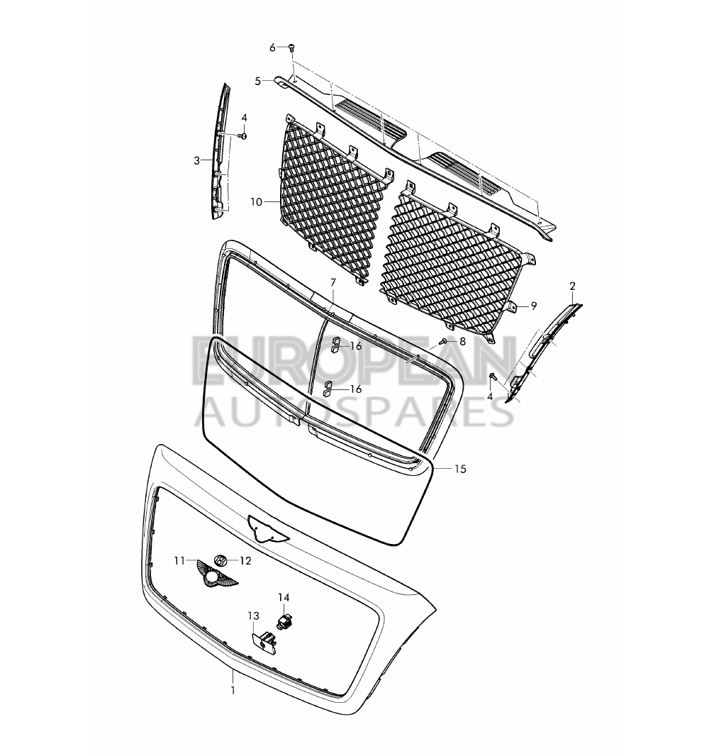 36A853958A-Bentley BRACKET FOR RADIATOR GRIL