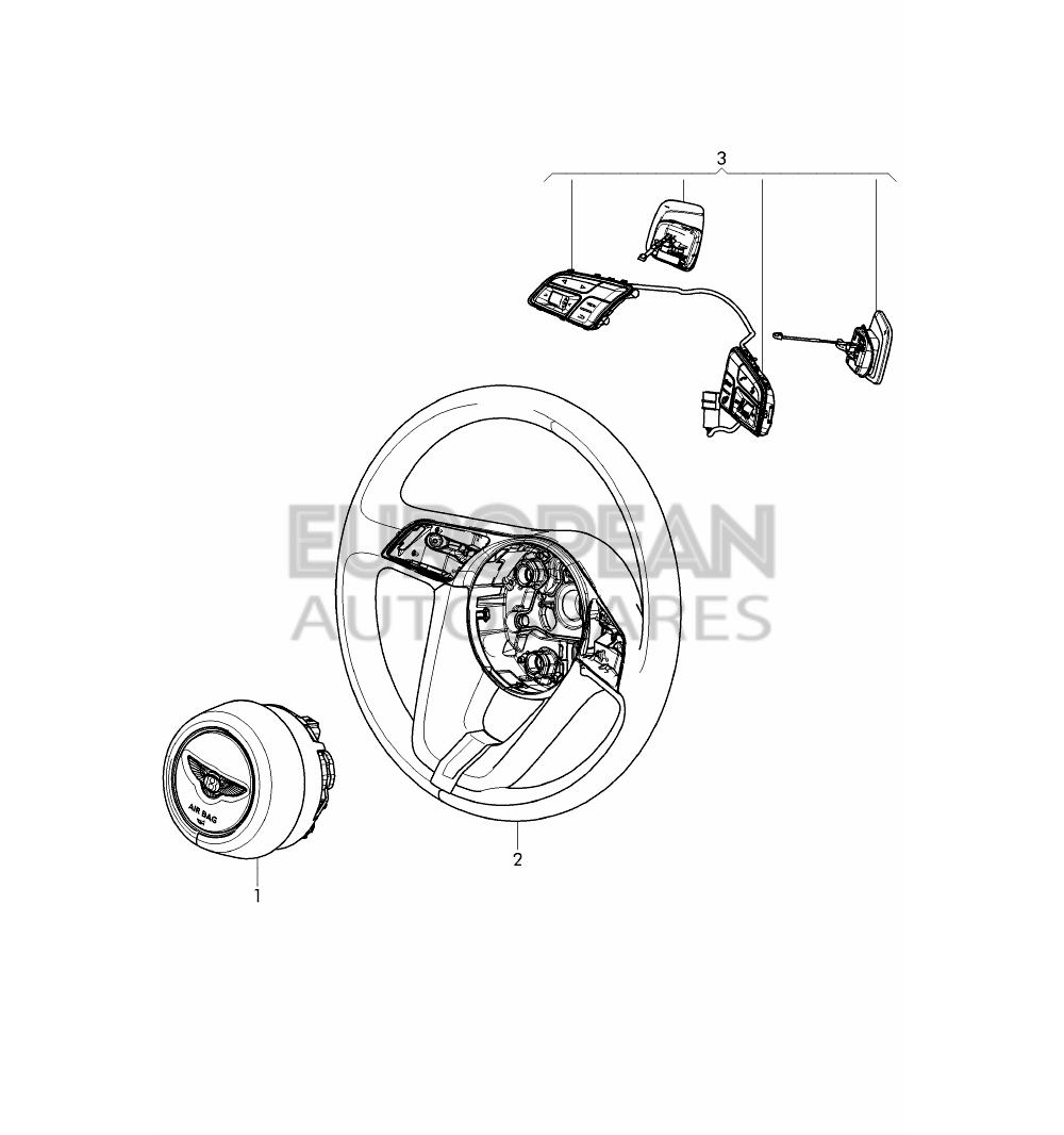 36A880201H-Bentley airbag unit for steering wheel ** only order for ** ** immediate installation ** D - 23.04.2018>>